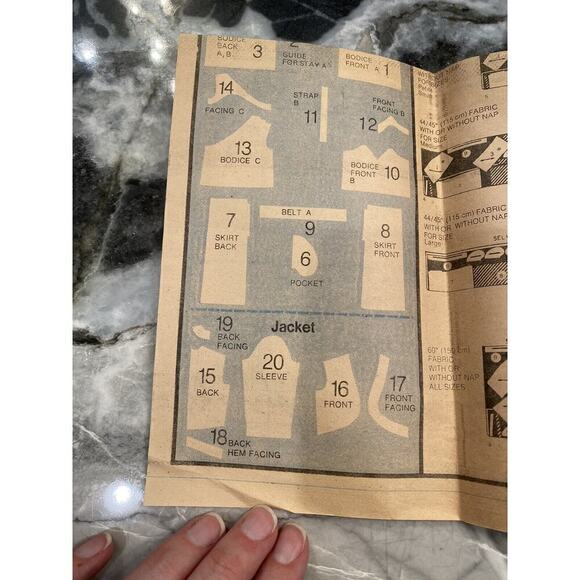 Butterick Vintage Cut Misses Jacket Dress and Belt Size Medium Pattern No 6842 - Picture 8 of 9